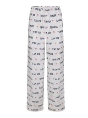 NWT SKIMS White Pajama Bottoms with Red & Blue Team USA Print PANTS ONLY Sz XS